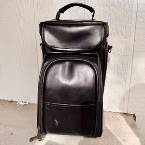 Legacy by Picnic Time Wine and Cheese Tote Bag Black Faux Leather Insulated Case